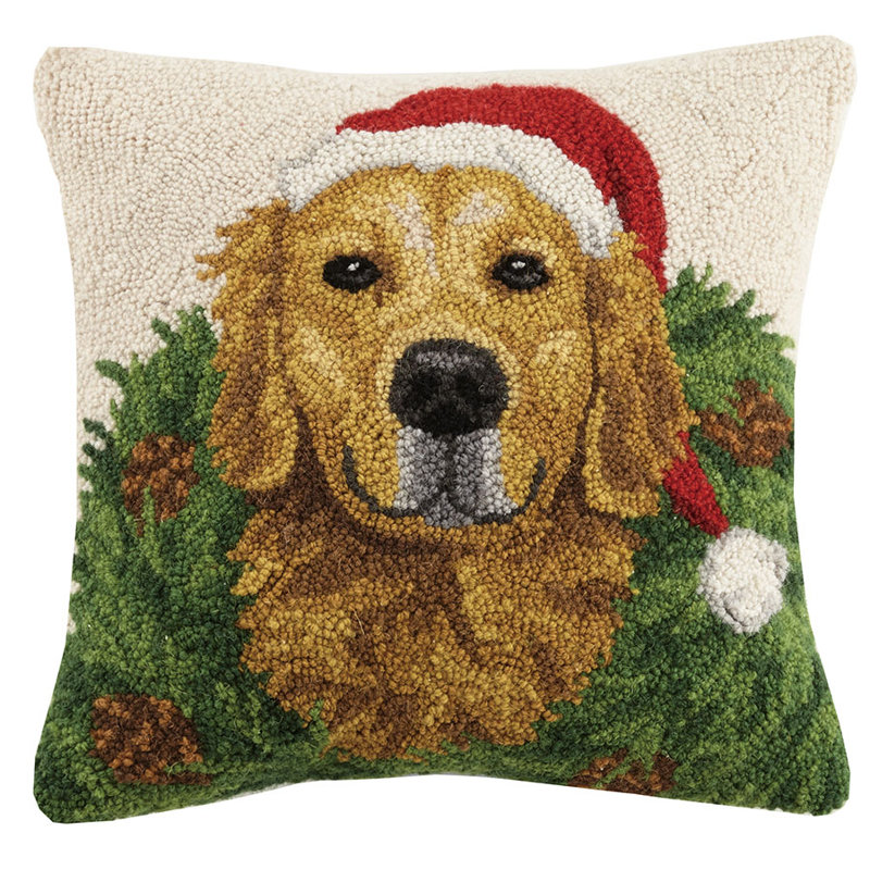 pottery barn christmas dog pillow